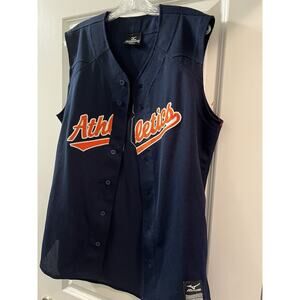 Mizuno Apparel Men's Navy Blue Athletics #32 Vest Medium